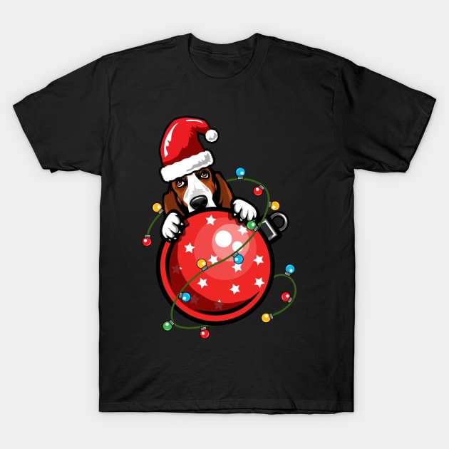Santa Basset Hound T-Shirt by IPRINT